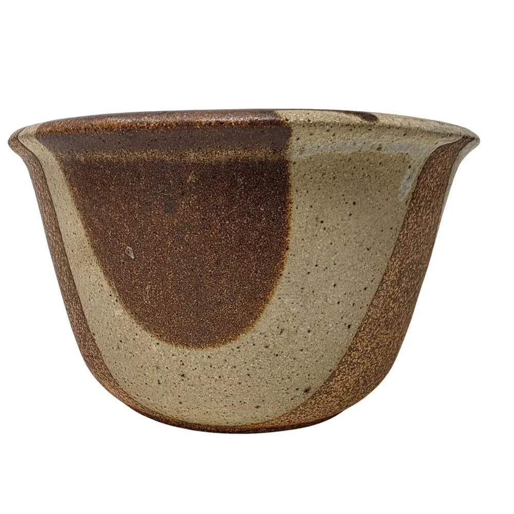 Vintage USA Pottery Planter No. 160 Brown Cream Abstract Cachepot